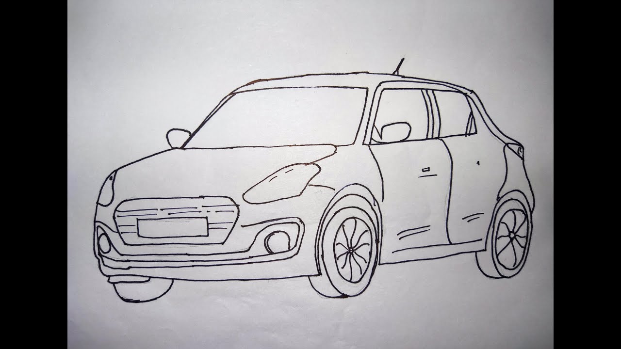 swift car new model drawing  car drawing step by step  Maruti Suzuki swift  car   YouTube