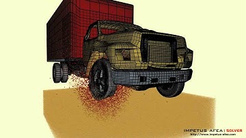 Finite element analysis of a mine exploding under a truck