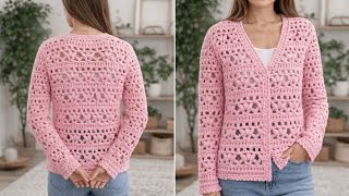 ELEGANT💯💕 Crochet Women Sweater Stitch Pattern 🙂 Crochet women Cardigan Stitch pattern 😍