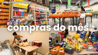 COMPRAS DO MÊS NOVO MERCADO ATACADISTA, a compra mais barata do ano, valores, com feira e carne