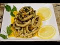 Горячая закуска из кальмаров, с чесноком и зеленью_Calamari sauteed with garlic and herbs