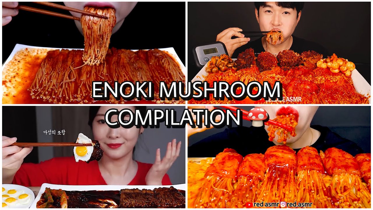 ENOKI MUSHROOM EATING ASMR COMPILATION YummyTube ) YouTube