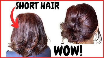 EASY messy bun updo on short hair