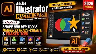 👉 Adobe Illustrator Master Class 2026 | Chapter 6 - Shape Builder, Merge, Extract &amp; Eraser Tool