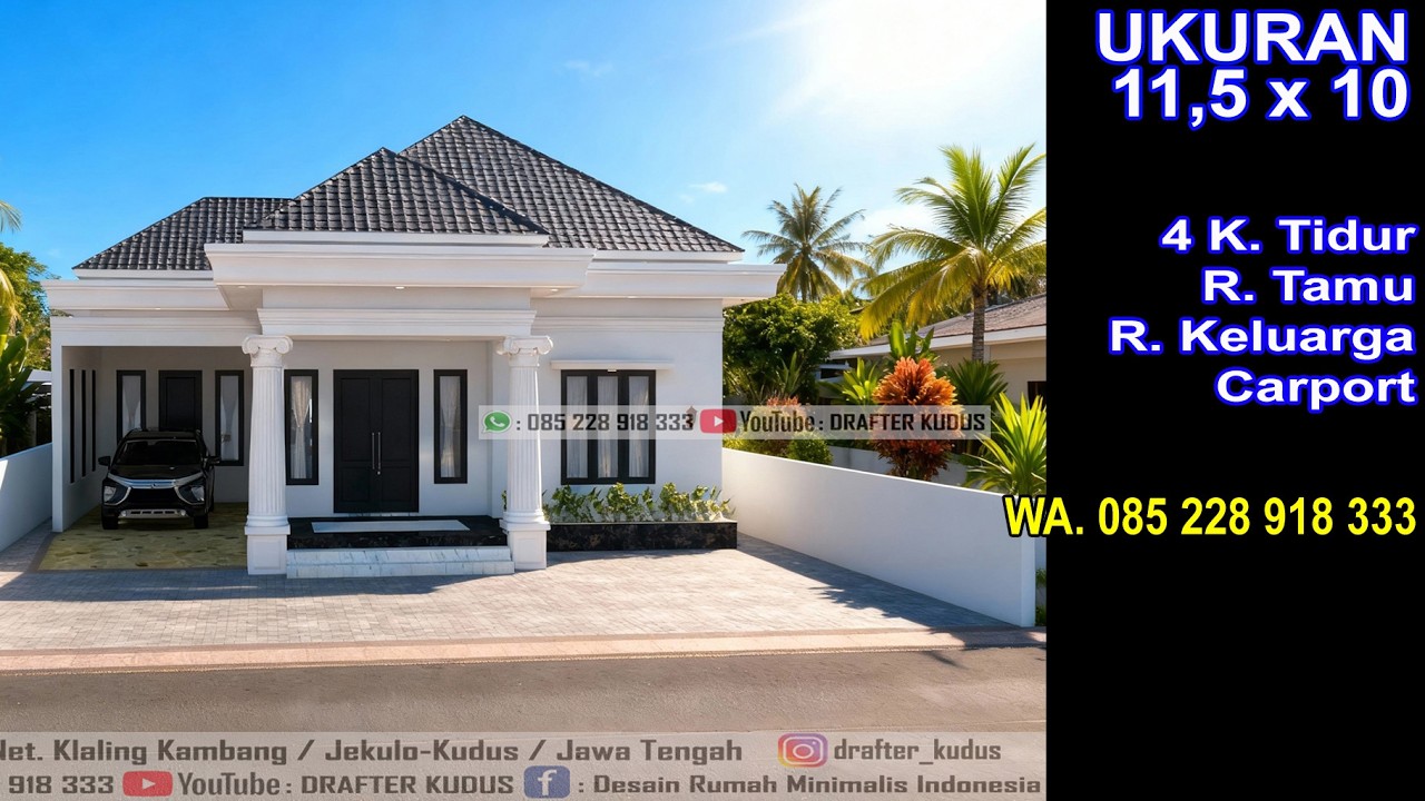 Modern Home, Ukuran 11,5x10 ll 4 K. Tidur ll Desain Rumah Klasik Modern
