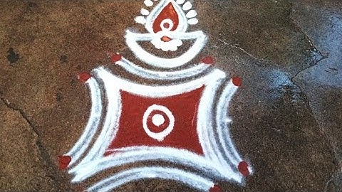 Karthigai deepam vilakku kolam design,3*3 dots vilakku muggulu design