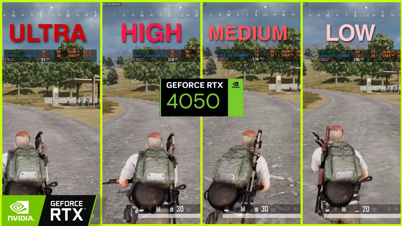 PUBG Battlegrounds Complete Benchmark on RTX 4050 on every Graphic ...
