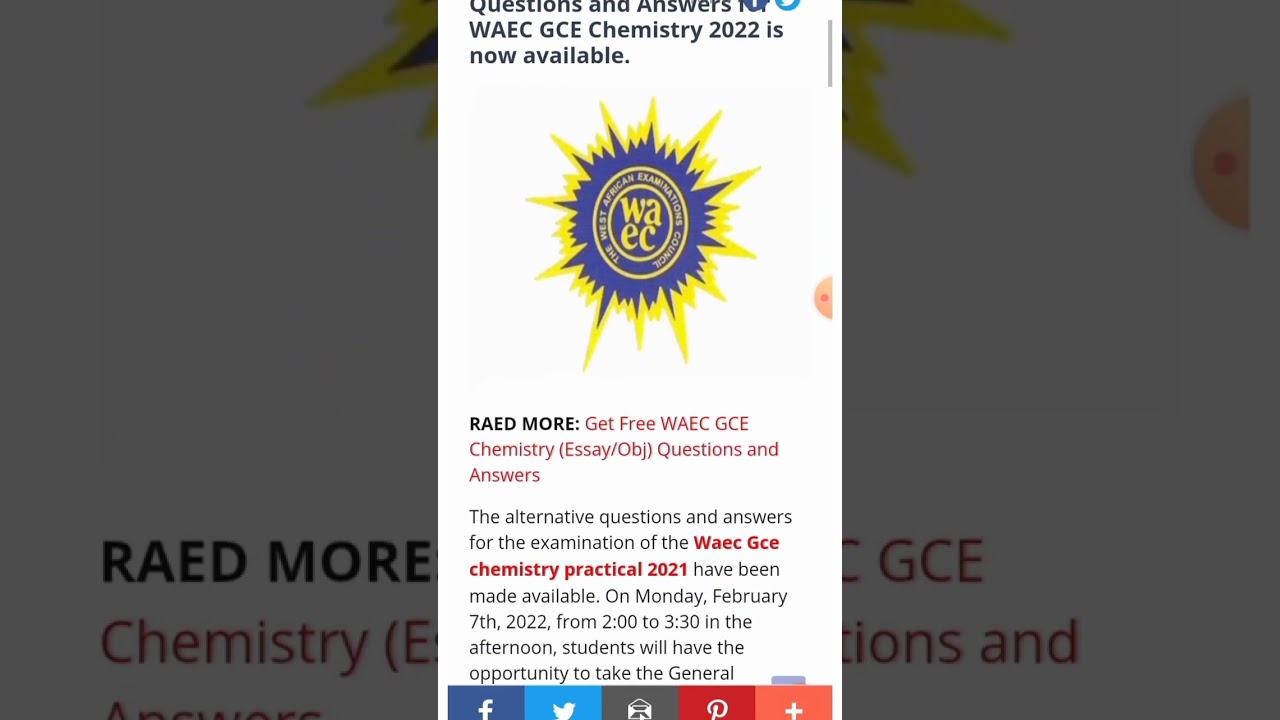 Expo 2022 WAEC GCE Chemistry Practical (Past Questions And Answers)