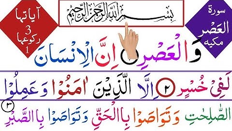 103 Surah al-asr 10 times repeat | Surah Asr with HD text | Surat Al Asr full recitation