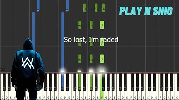 Alan Walker - Faded - with lyrics (Easy Piano Accompaniment Tutorial / Karaoke)