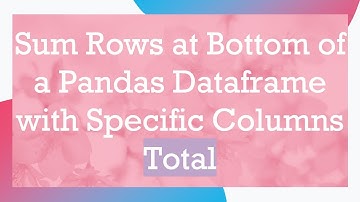 Sum Rows at Bottom of a Pandas Dataframe with Specific Columns Total