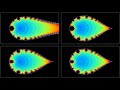 Mandelbrot set inversion, 4 different methods in one image