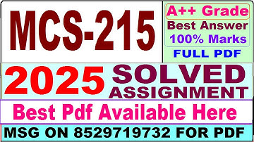 MCS 215 solved assignment 2025 || mcs 215 solved assignment 2024-25 in English || ignou mcs215 2025