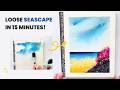 15 Mins Loose Seascape Watercolour | Simple Technique, Beautiful Results