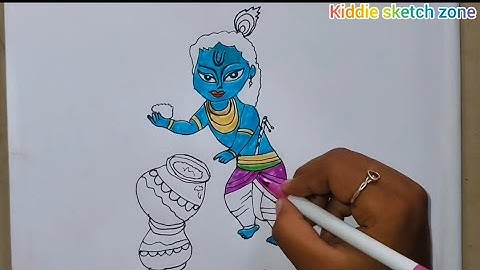 Gokulashtami/Janmashtami special Drawingof cute little krishna eating makhan/cute Krishna drawing