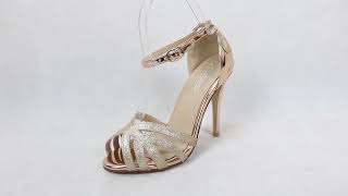 Sorbern Rose Gold Wedding Shoes High Heel Sandals Glitter Cross Straps Custom Colors