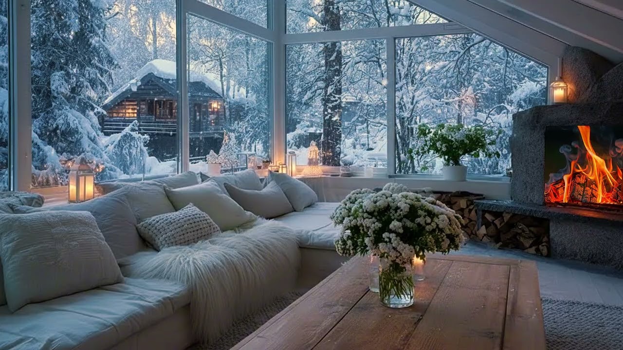 🕯️ Romantic Winter Piano | Candlelight & Soft Snow | Relax Unwind Meditation