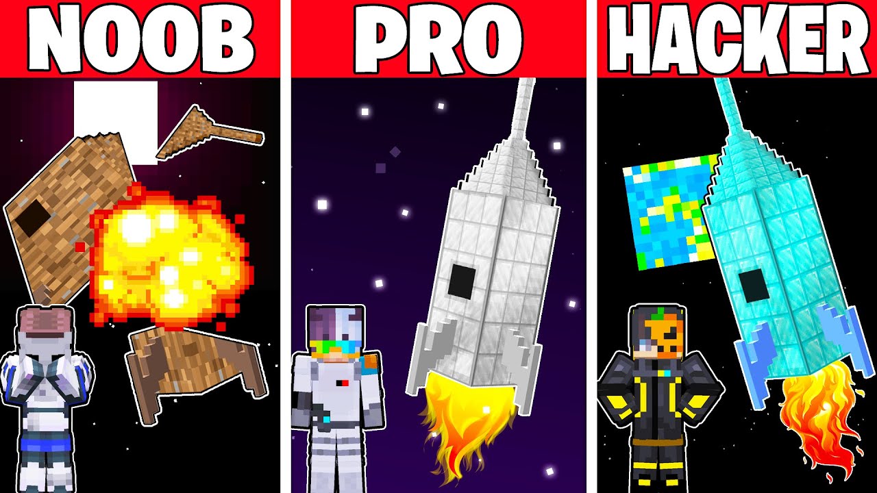 NOOB vs PRO vs HACKER UZAY ROKET YAPI KAPIMASI   Minecraft
