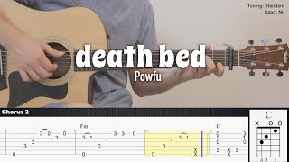 (FREE TAB) death bed - Powfu ft. beabadoobee  | Fingerstyle Guitar | TAB + Chords Resimi