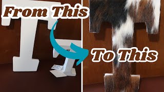 How To Apply Cowhide To An Initial Letter DIY#diy #decoration #hobbylobby #howto