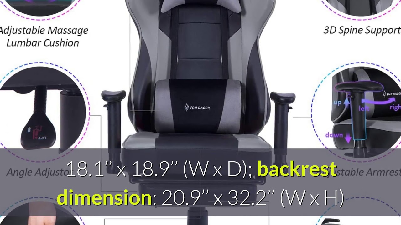 von racer massage gaming chair high back racing pc computer desk office