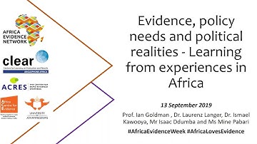 Webinar: Evidence, policy needs and political realities -Learning from experiences in Africa