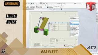 Linked Notes | Drawing | Solidworks Tutorial | Stage #32 Eng - AER Int.