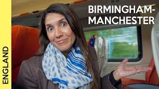 From Birmingham New Street railway station to Manchester Piccadilly - train in the UK