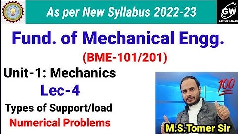 Lec- 4 I Unit-1 I Introduction to Mechanics I Fundamental I Mechanical Engineering| M.S.Tomer
