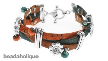 How to Make the Braided Bouquet Bracelet with Leather Like Cork Cord by TierraCast