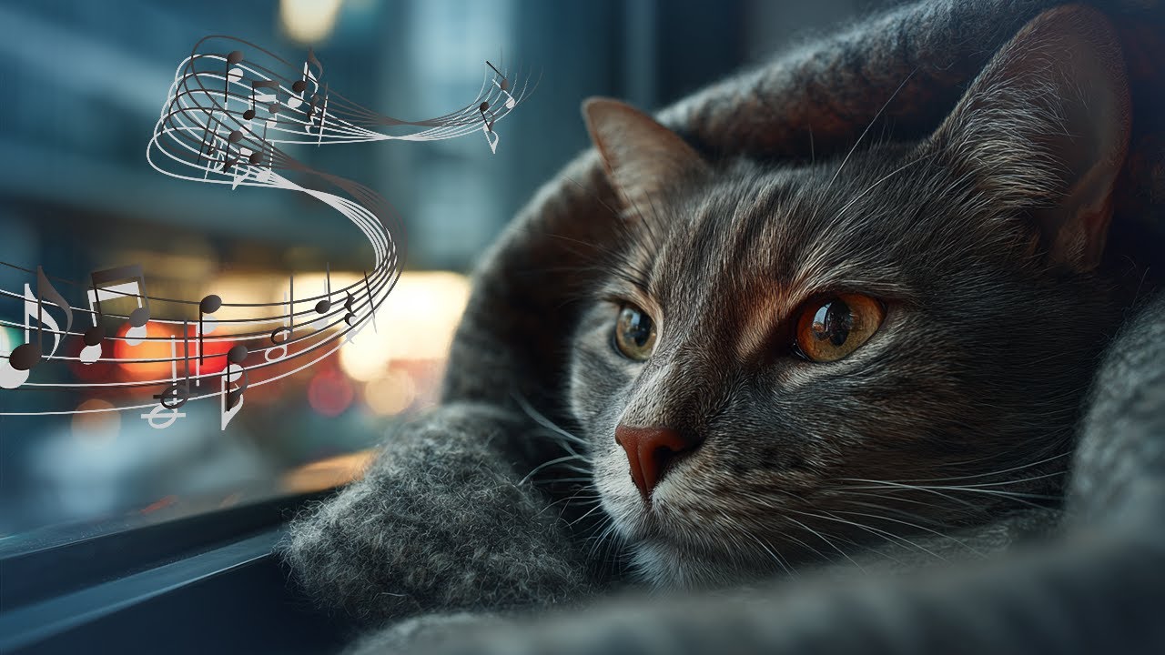 Stress Relief Music & Healing Cat Music 🎵 Soothing Rain & Purr Sounds ...