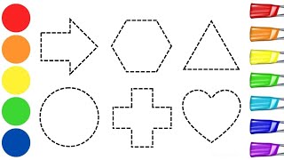 How To Draw Rainbow 2D Geometric Shapes | Educational Video | Step By Step