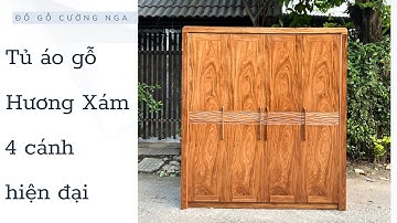 Tủ áo gỗ hương xám 4 cánh sóng hiện đại | Đồ Gỗ Cường Nga