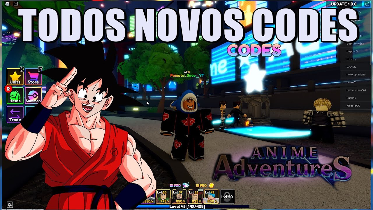 Códigos Anime Adventures - PS Verso