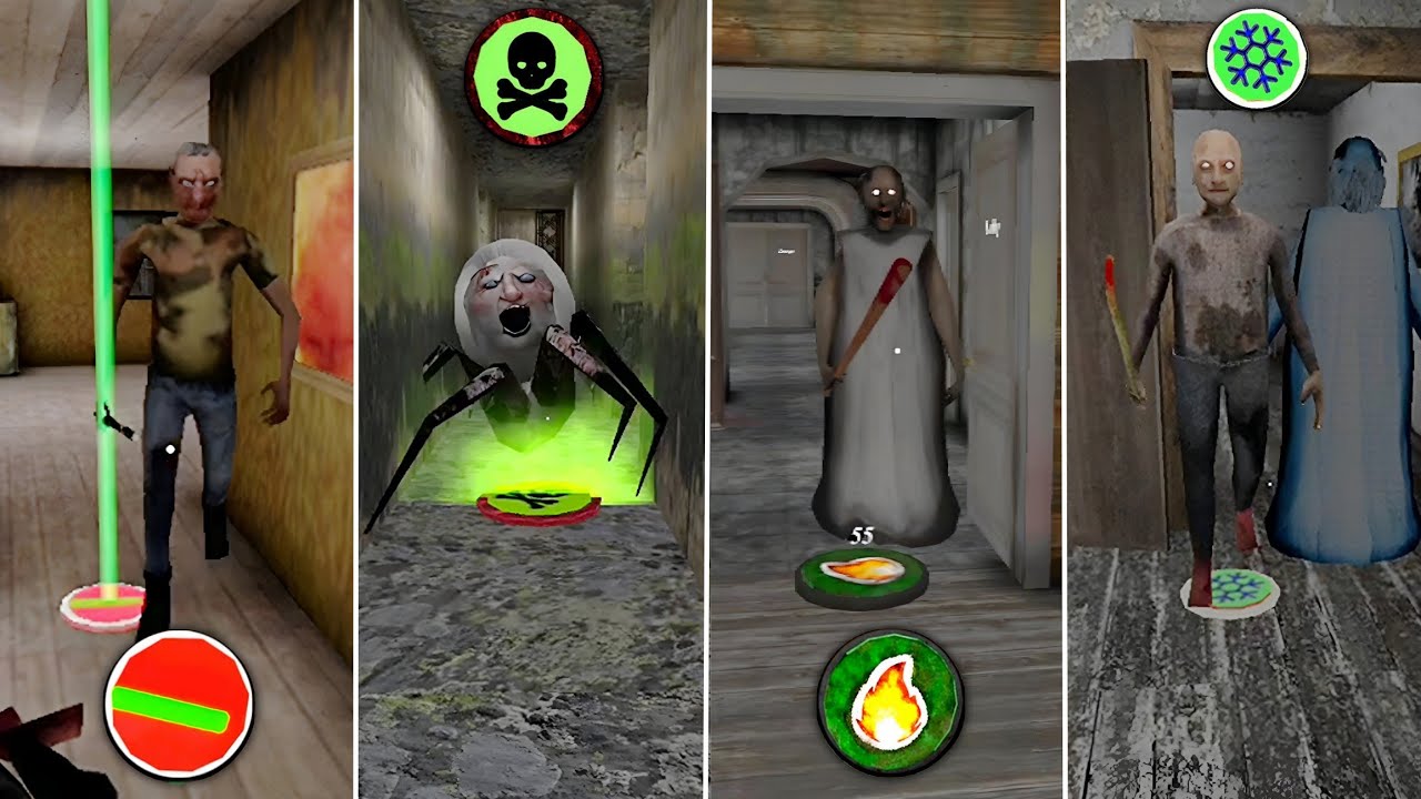 Granny 1 2 3 4 All New Traps - Laser Trap vs Fire Trap vs Poison Trap vs Freez Trap