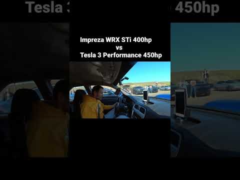 Видео: Impreza WRX STi 400hp vs Tesla 3 Performance 450hp
