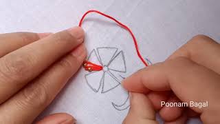 Easy Hand embroidery beaded flower design for dress| hand embroidery for beginners