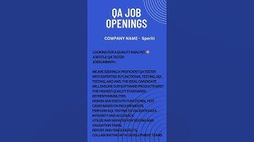 QA JOB OPENING FOR MANUAL TESTING #testing #education #automationtesting #selenium #manualtest