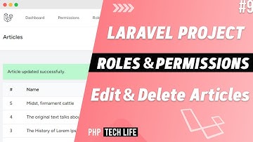Laravel Roles & Permissions Project | #9 Edit & Delete Articles | Spatie | PHP Tech Life Hindi