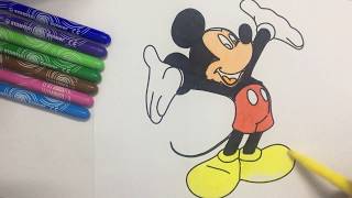 How to draw mickey mouse step by step slowly - Coloring Pages for Kids #k