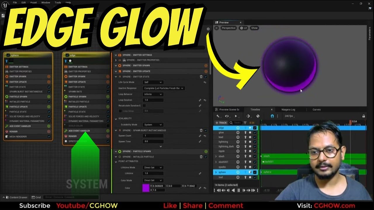 Эффект свечения края ORB в Unreal Engine