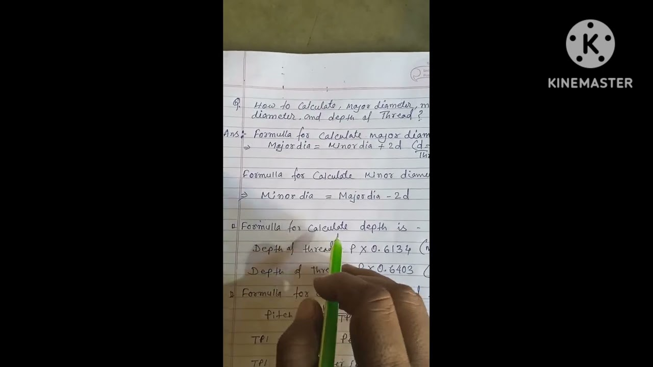 Major dia,minor dia ,Depth of Thread calculation 