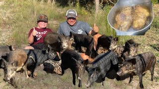 Trapped Seven Perfect Wild Pigs (Catch*Clean*Cook) Delicious Stuffed Pork Roast W/ Sweet Corn & Okra