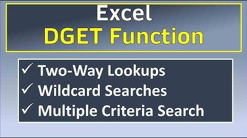 Excel DGET Function