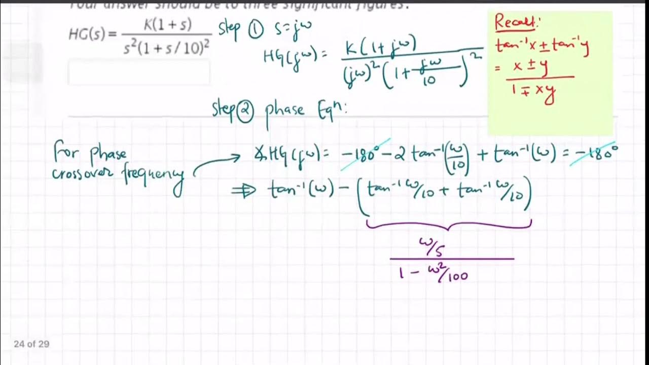 How to find Phase Crossover Frequency of a Transfer function by hand