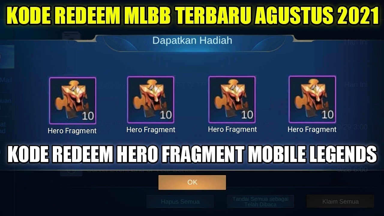 KODE REDEEM MLBB TERBARU AGUSTUS 2021!!! KODE REDEEM HERO FRAGMENT ...