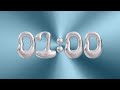 ⏱️ 1-Minute Timer | Futuristic Chrome Numbers &amp; Metallic Blue Backdrop | Clicks &amp; Race Beeps | 4K✨