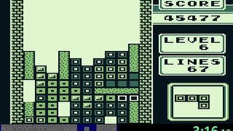Tetris Gameboy - 100 Lines, Level 0 Speedrun (4:36)