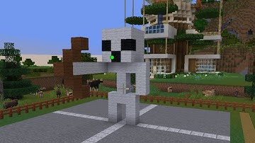 Building a Minecraft Skeleton Statue with a Bow | Relaxing No Commentary Build 🏹