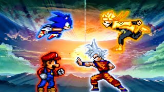 Sonic Chaos OP & Mario V2 VS Goku DBS 3.5 & Naruto OP in Jump Force Mugen